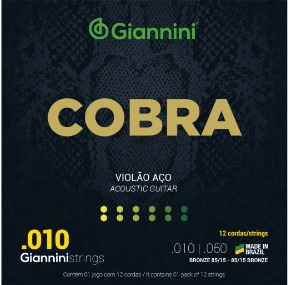 ENCORDOAMENTO VIOLAO GEEF12M 12  CORDAS COBRA 10  GIANNINI