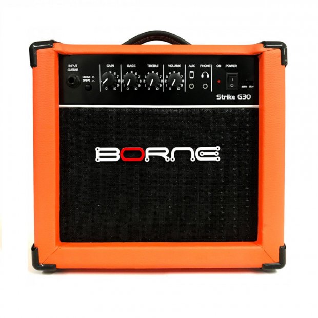 AMPLIFICADOR BORNE GUITARRA STRIKE G30 LARANJA