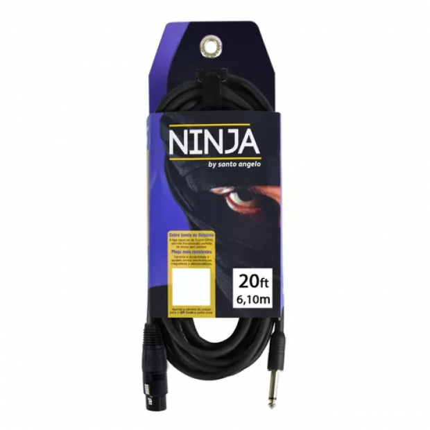 CABO MICROFONE NINJA 20FT 6,10 M (P10 - XLRF) SANTO ANGELO