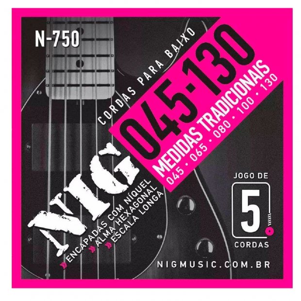 ENCORDOAMENTO CONTRABAIXO N750 045/130 5 CORDAS NIG